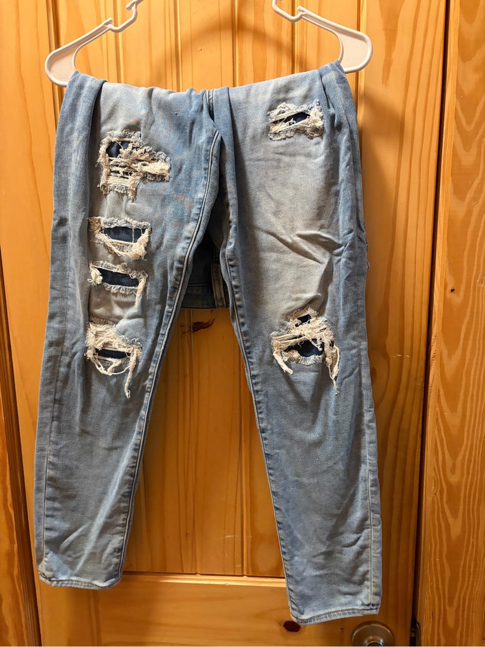American Eagle Outfitters Light Blue Ripped Skinny Jeans